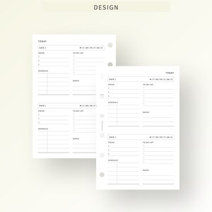 Pocket Ring, Daily Planner PDF Printable 2 Days on 1 Page, Undated ...