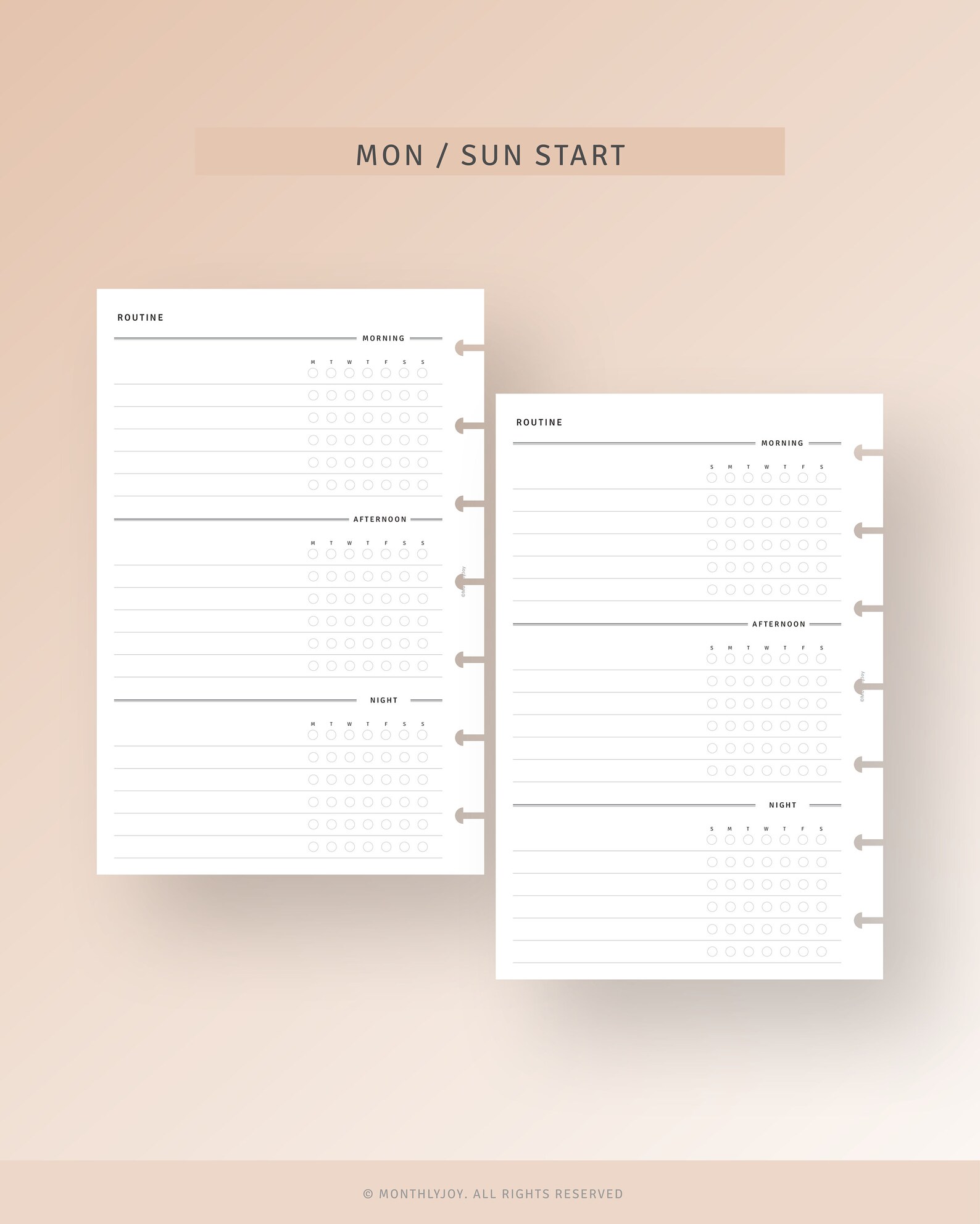 Routine Inerts Routine Planner HP Mini Inserts Printable Morning Night Habit Tracker ...