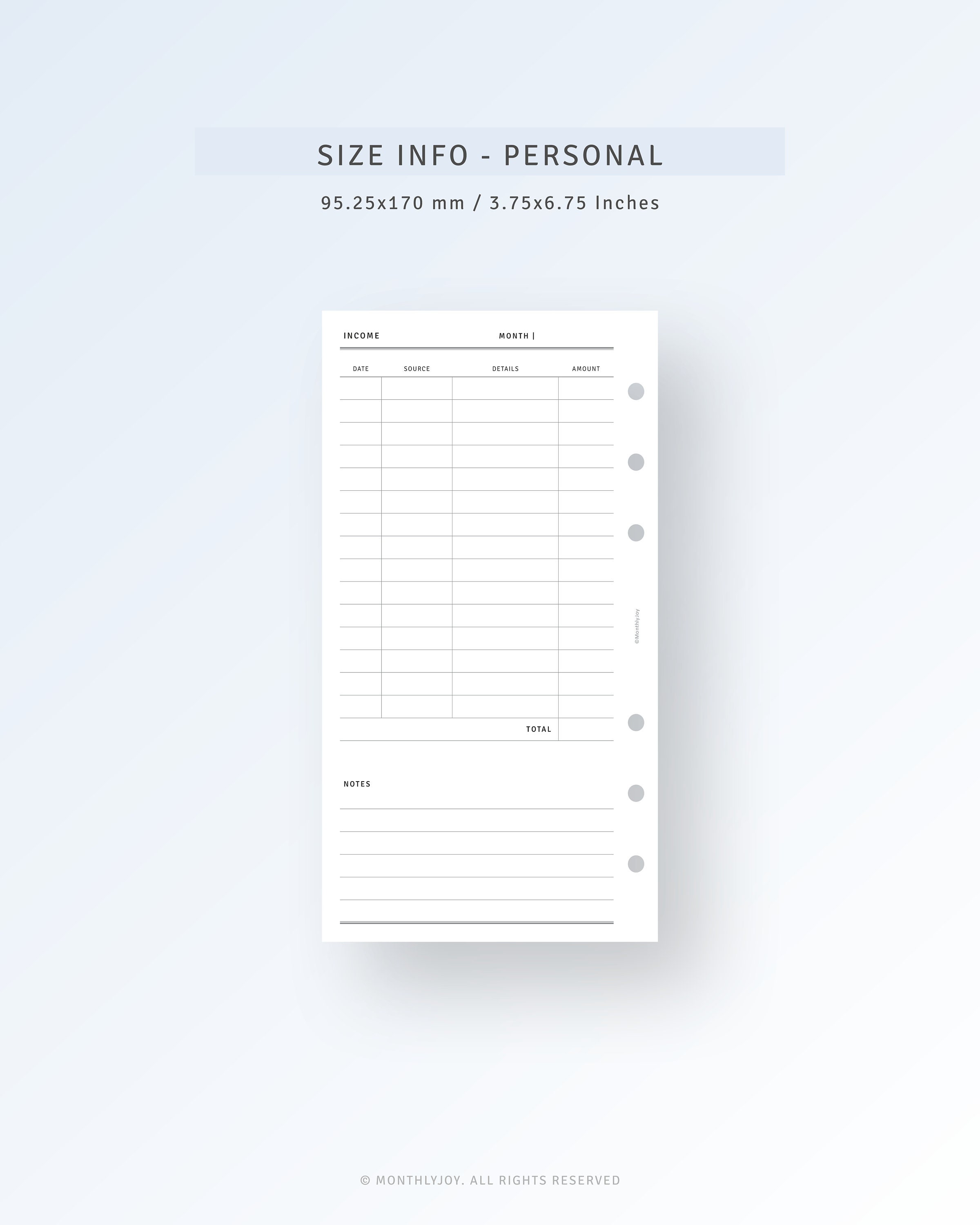 Blank Personal Income Inventory Form.pdf Personal, Income Tracker Printable Inserts, Monthly Income Planner ...