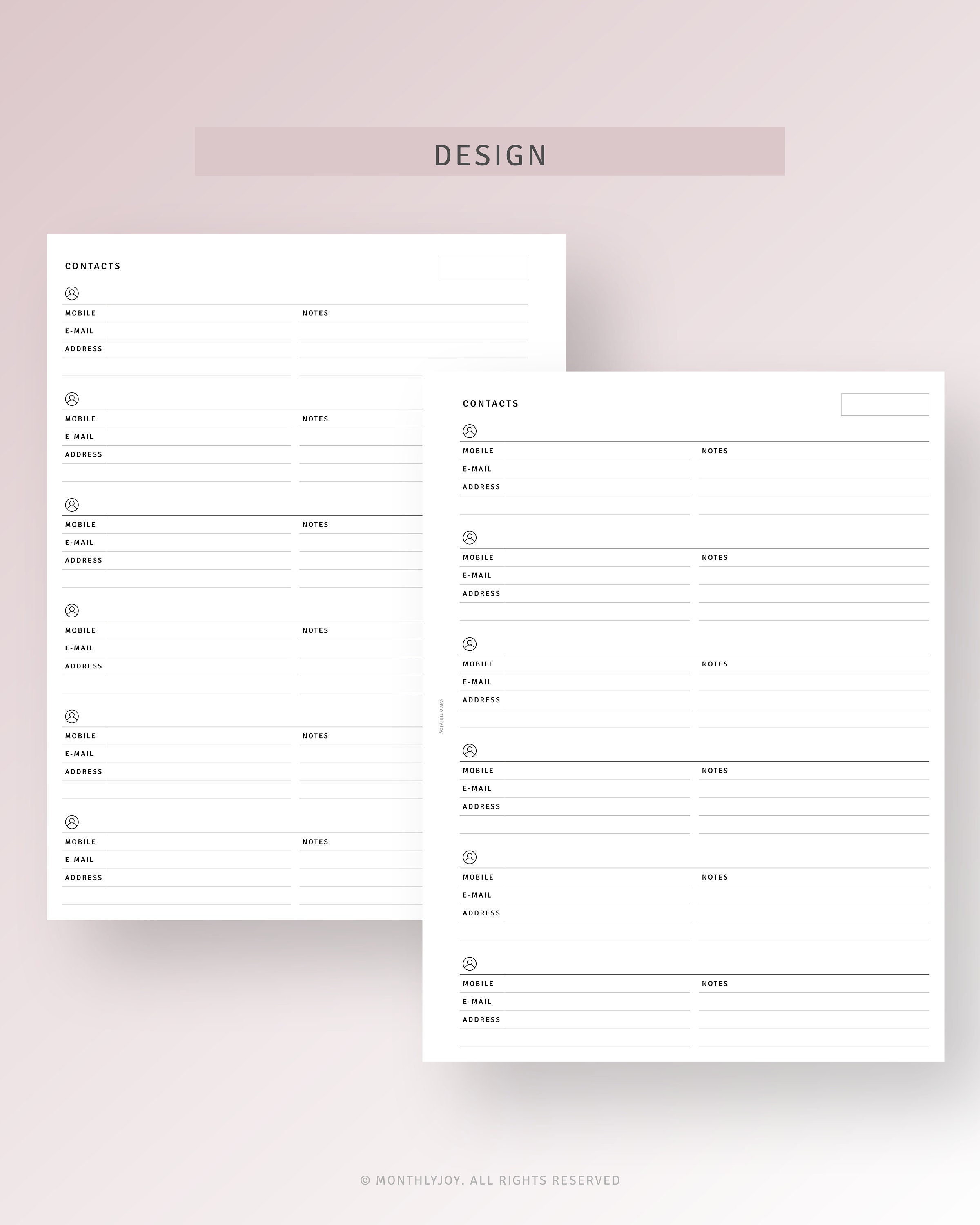 Contacts List Printable HP Classic Inserts, Work Email List, Address ...