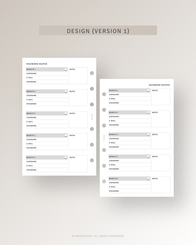 Password Tracker FC Compact Inserts Printable Username Online Account ...