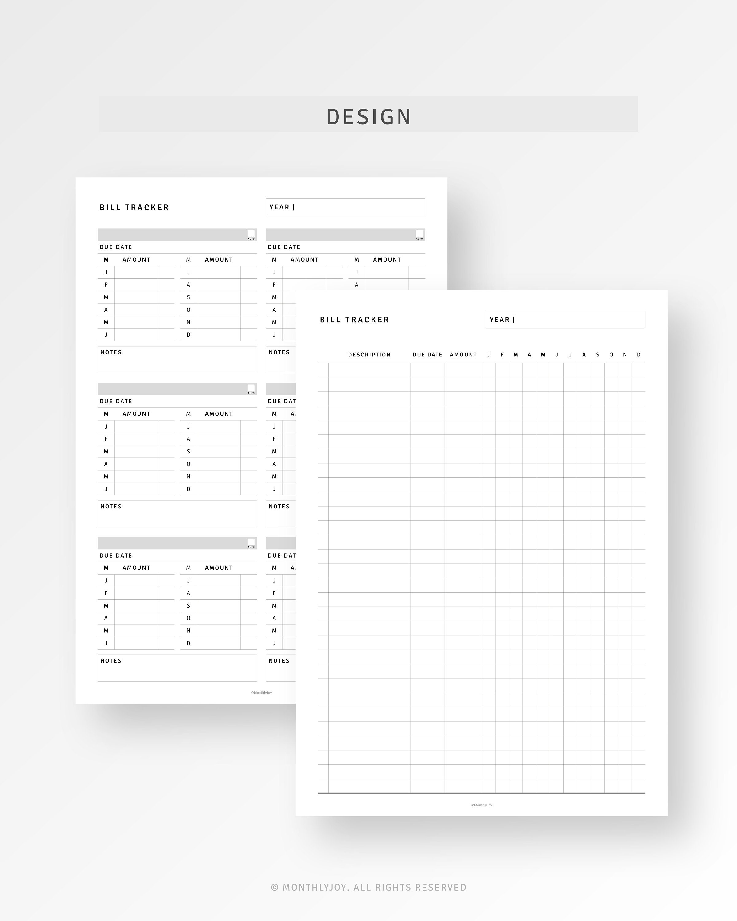 Bill Organizer Printable A4/letter Inserts, Money Spending Log Template ...