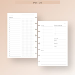 Day on 2 Pages HP Mini Printable Simple Daily Planner Pdf Template ...