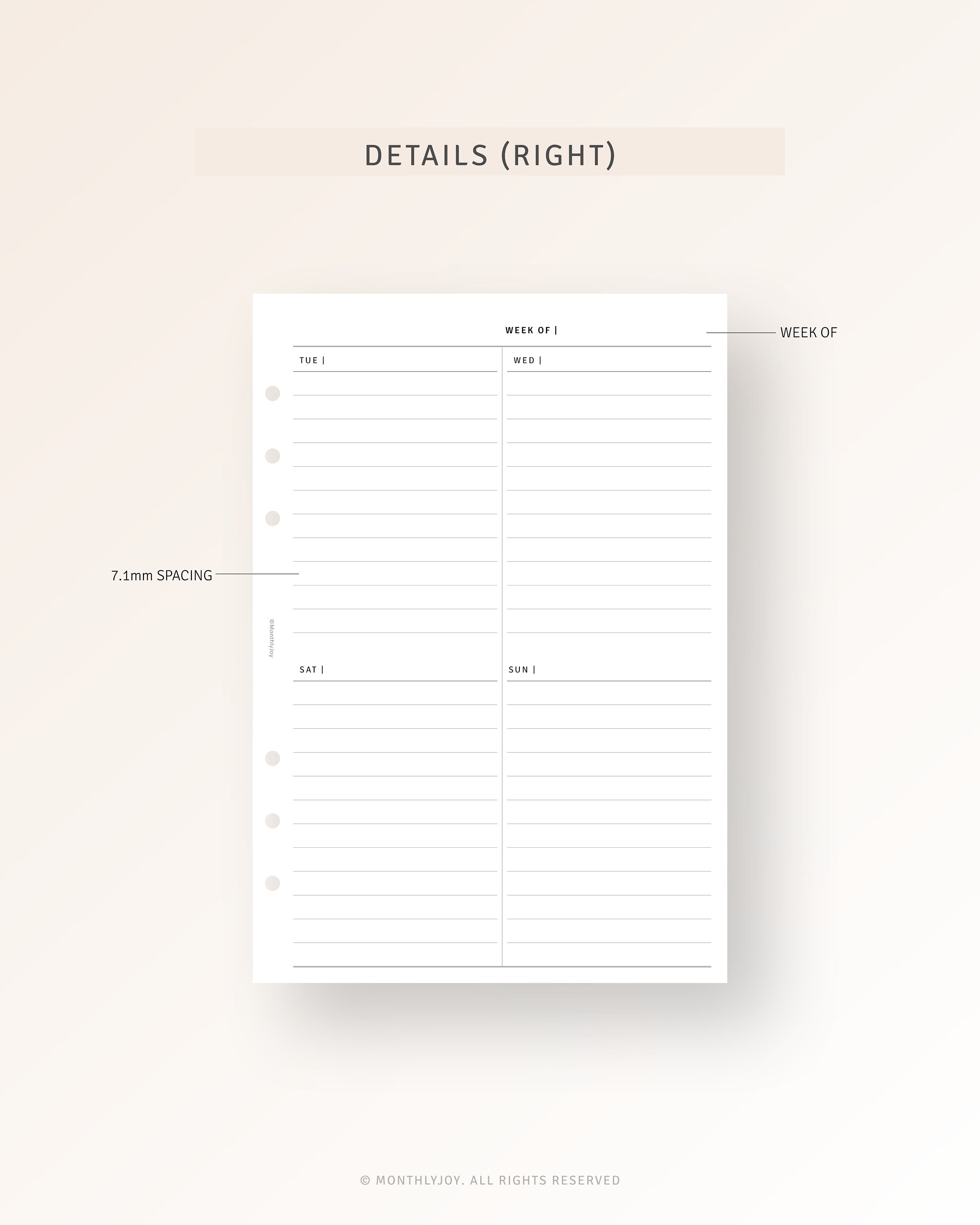 Week on Two Pages A5 Inserts Printable Weekly Planner Sheet | Etsy