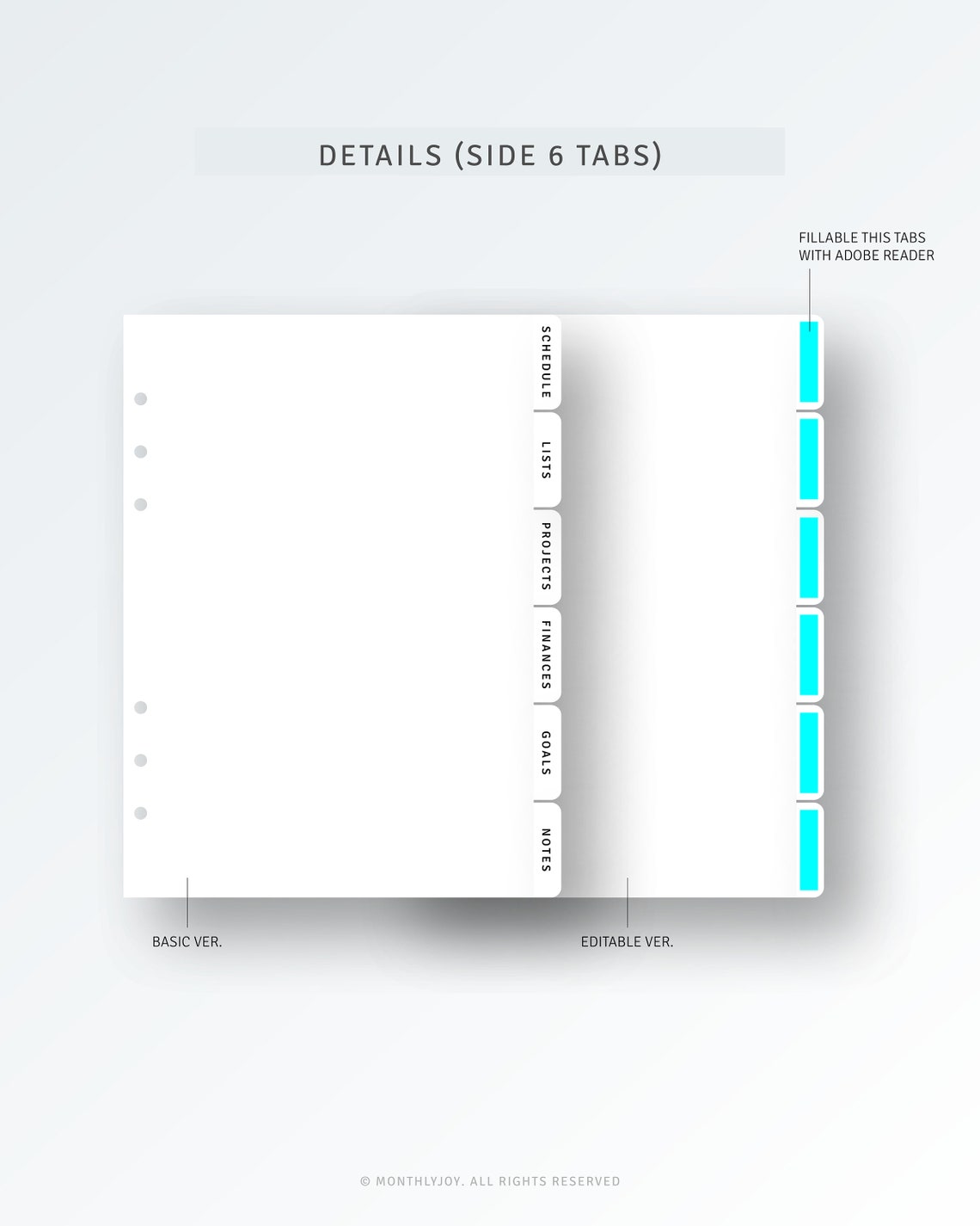 Planner Dividers A5 Printable PDF PNG Editable Side Tab - Etsy