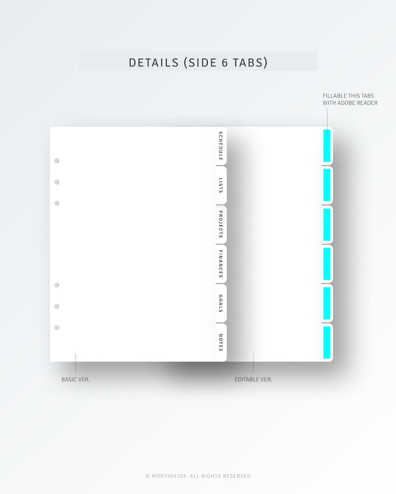 Planner Dividers A5 Printable PDF PNG Editable Side Tab - Etsy