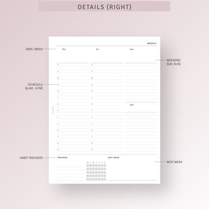 Undated Weekly Planner Printable HP Classic Ring Inserts, Daily Hourly ...