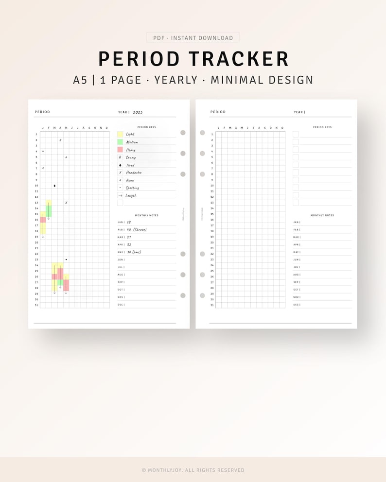 Period Tracker Printable A5 PDF Menstrual and Cycle Tracker Journal ...