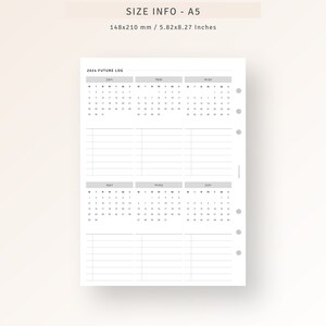2024 Future Log A5 Planner Printable Yearly Overview Planner 2024 ...