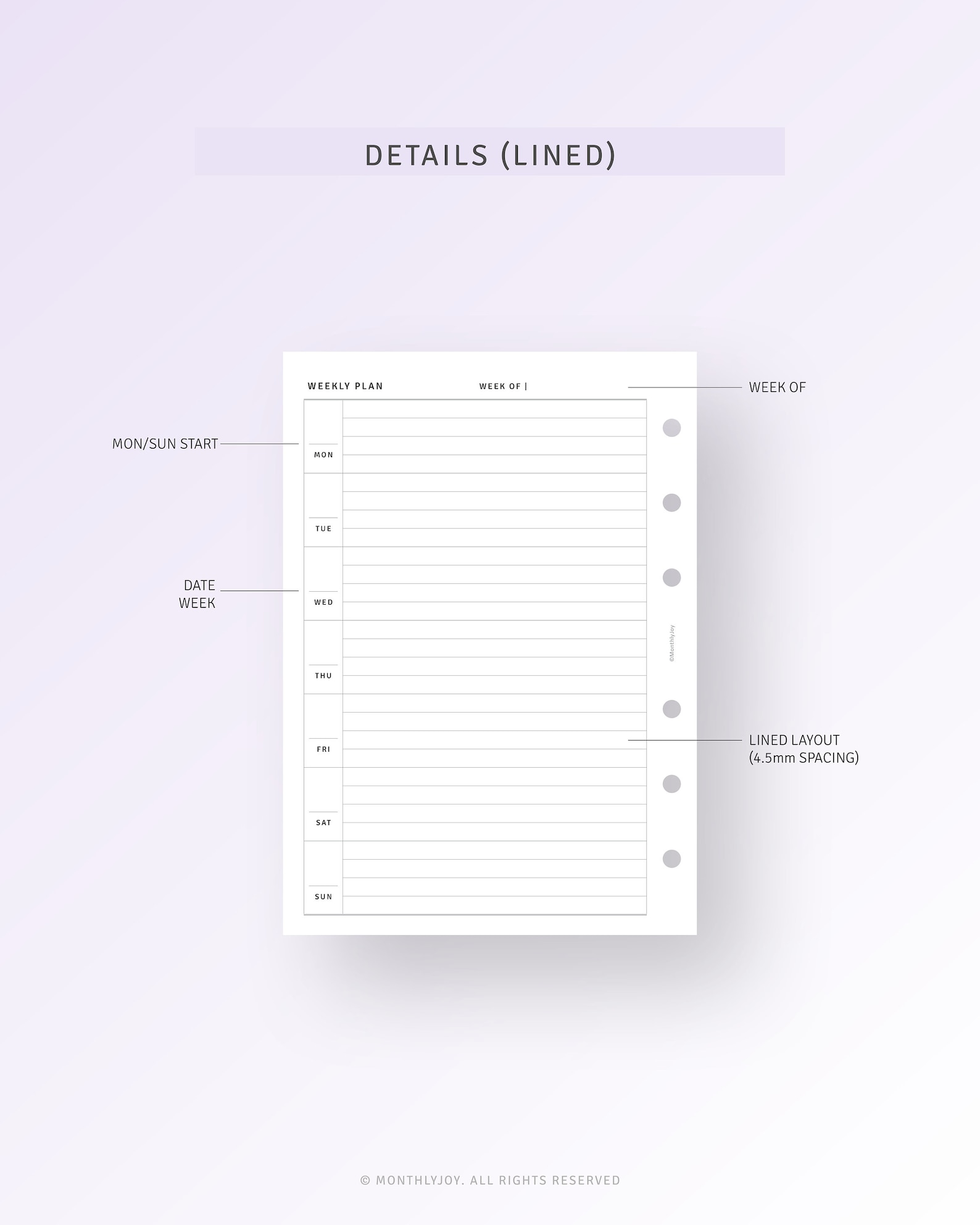 A6, Undated Weekly Planner Printable Week on One Page, Weekly Agenda ...