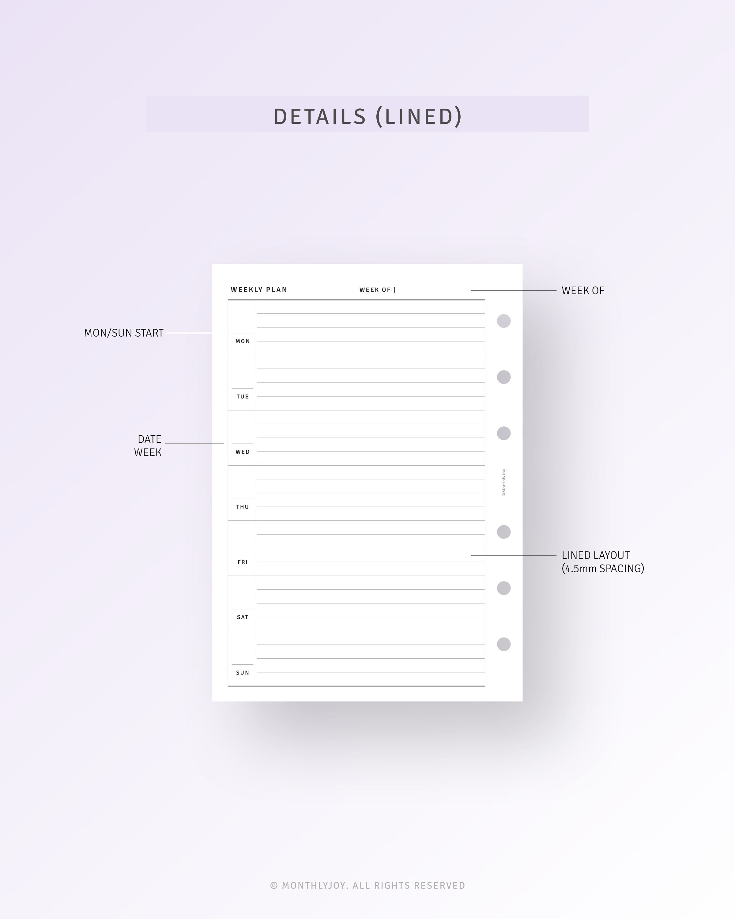 A6, Undated Weekly Planner Printable Week on One Page, Weekly Agenda ...