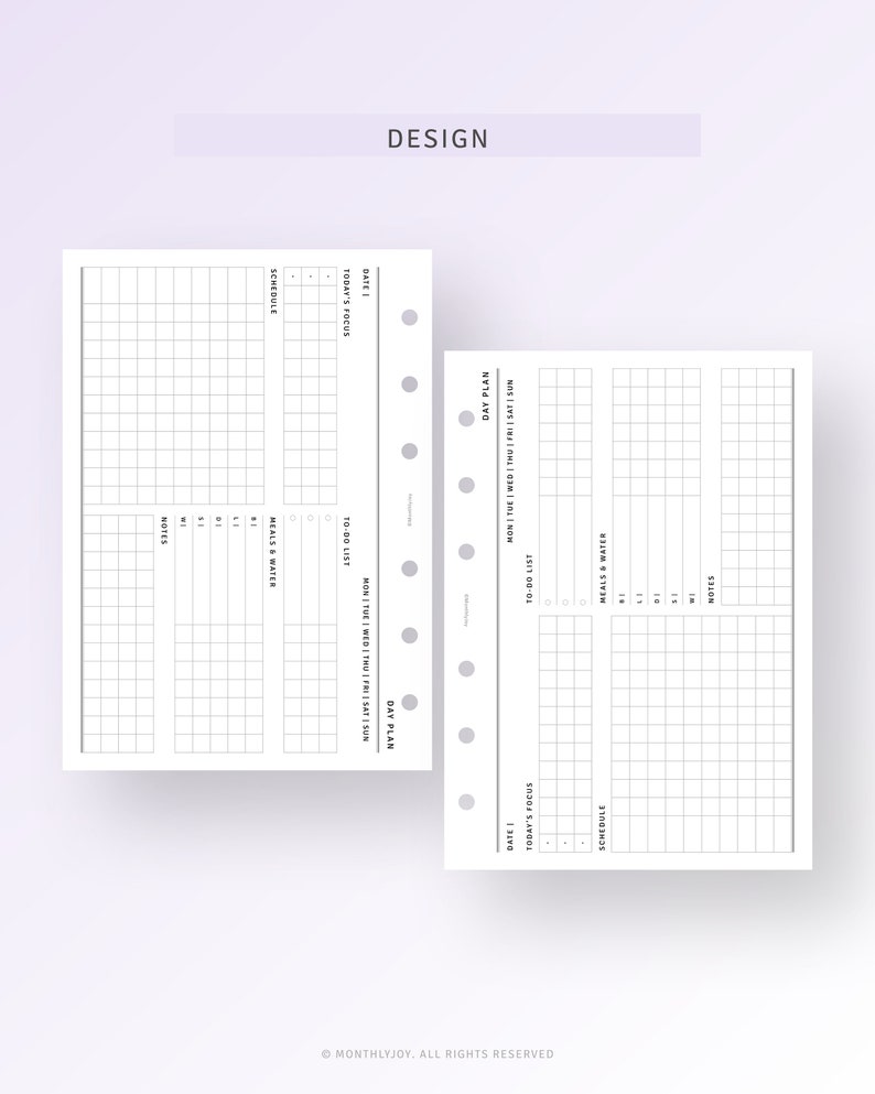 Undated Daily Planner A6 Ring Printable Day on One Page - Etsy
