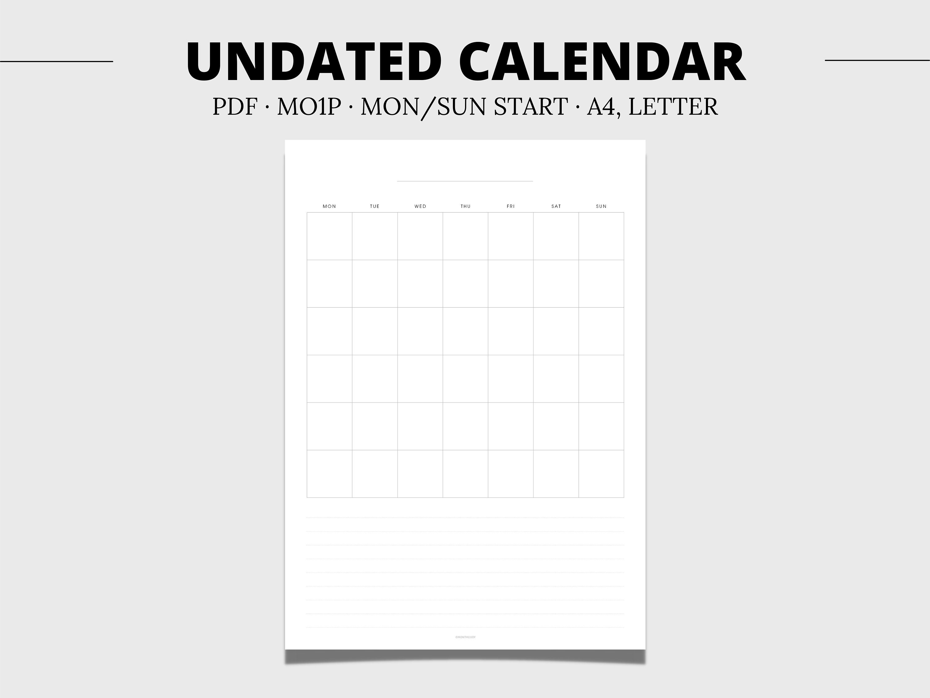 Leere Kalender Seite druckbare leere Kalender PDF  Etsy