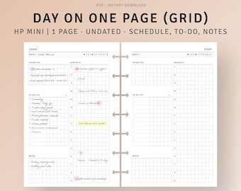 HP Mini Daily Planner Printable: Hourly Schedule, To-Do List (PDF Download)