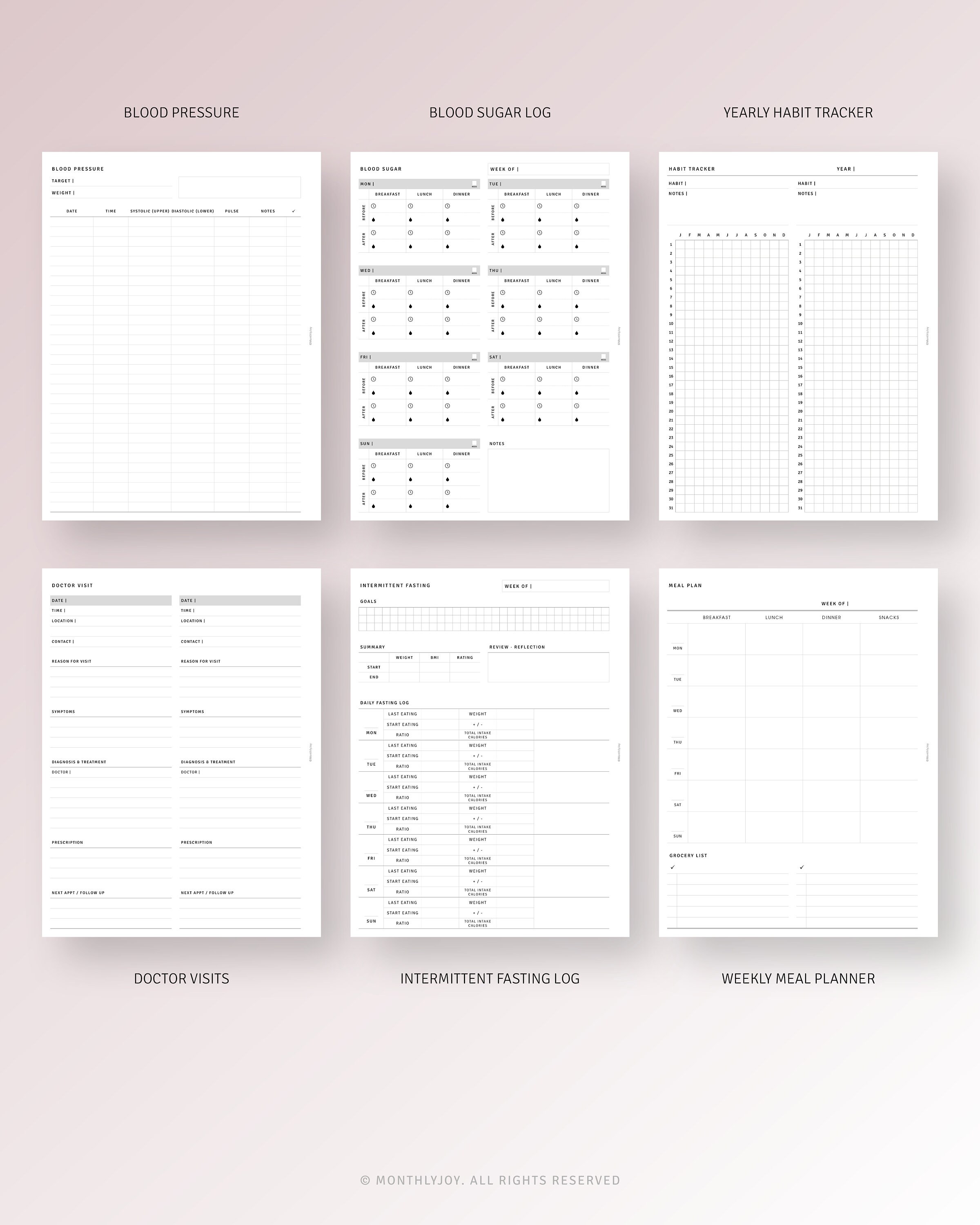Printable Health Fitness Planner HP Classic Size, Daily Wellness ...