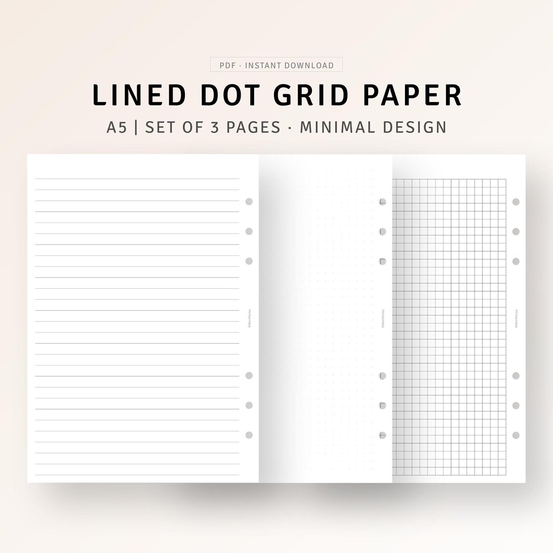 Notes Taking Template A5 Inserts Printable Lined Dot Grid Writing Paper ...