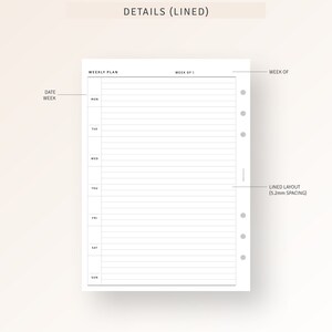 A5 Size Week on One Page Printable Weekly Planner PDF - Etsy