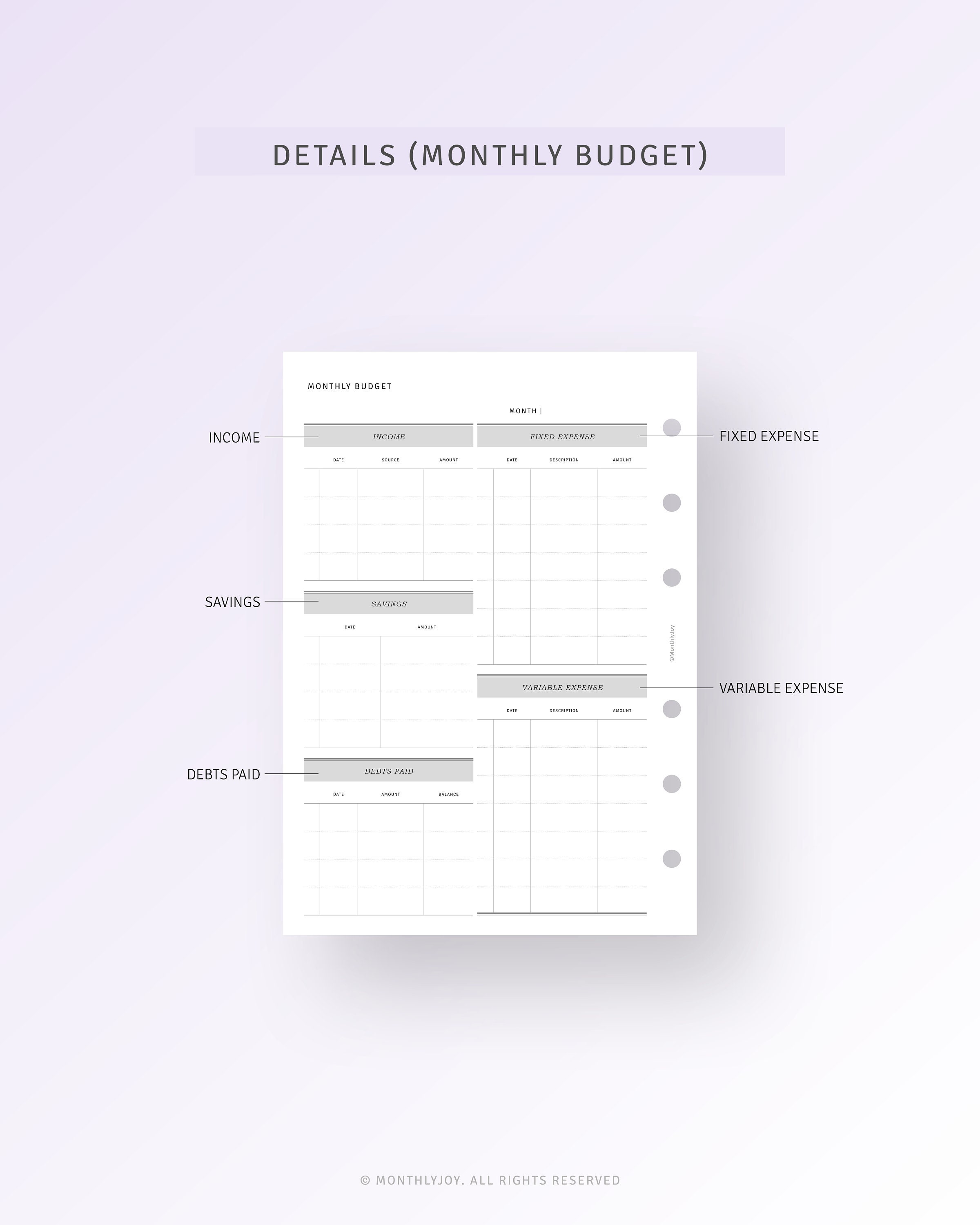 A6 Inserts Printable Budget Planner Book Monthly Bill Etsy