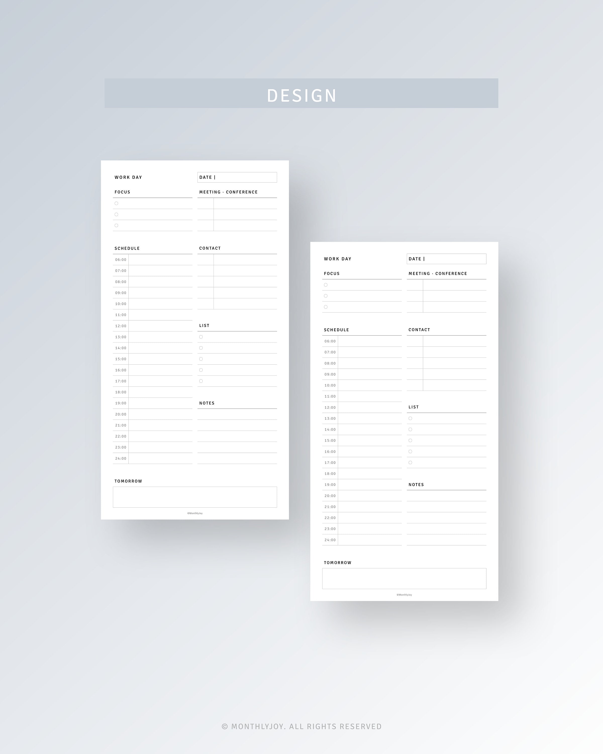 Work Day Planner Printable Midori TN Inserts, Undated Daily Task ...
