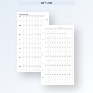 Personal Size, Year at A Glance Printable Yearly Planner Inserts Annual ...
