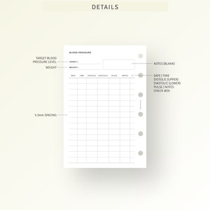 Blood Pressure Log Printable Pocket Size Inserts, Medical Vitals ...