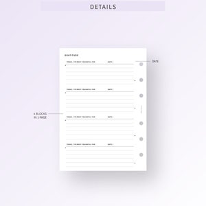 Daily Gratitude Journal A6 Ring Printable Wellness Journal - Etsy