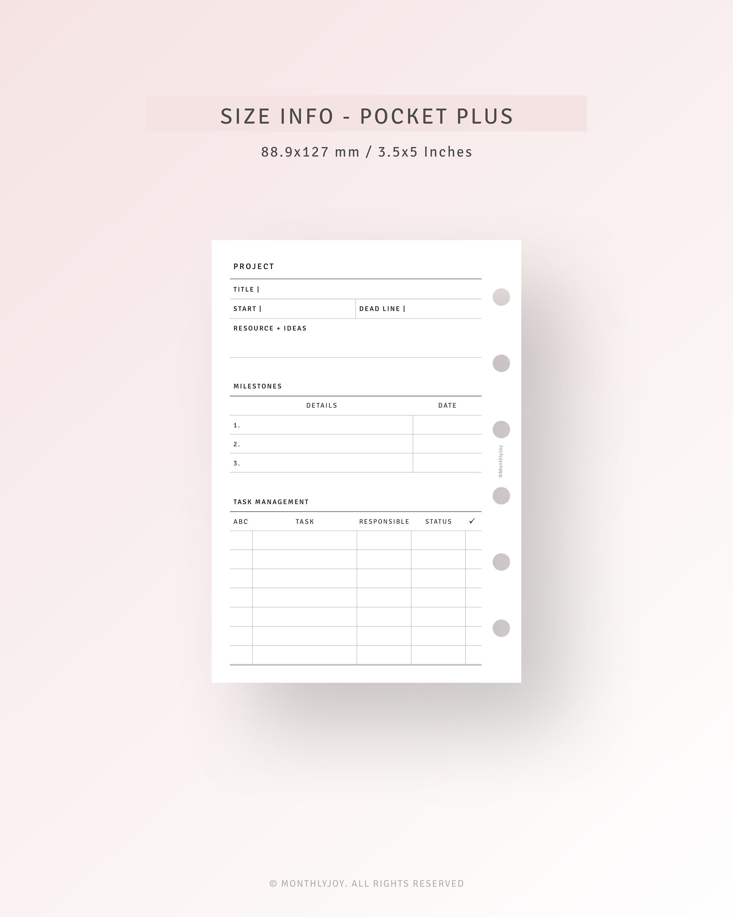 Project Planner Pocket Plus Inserts Printable Task Management, Business ...