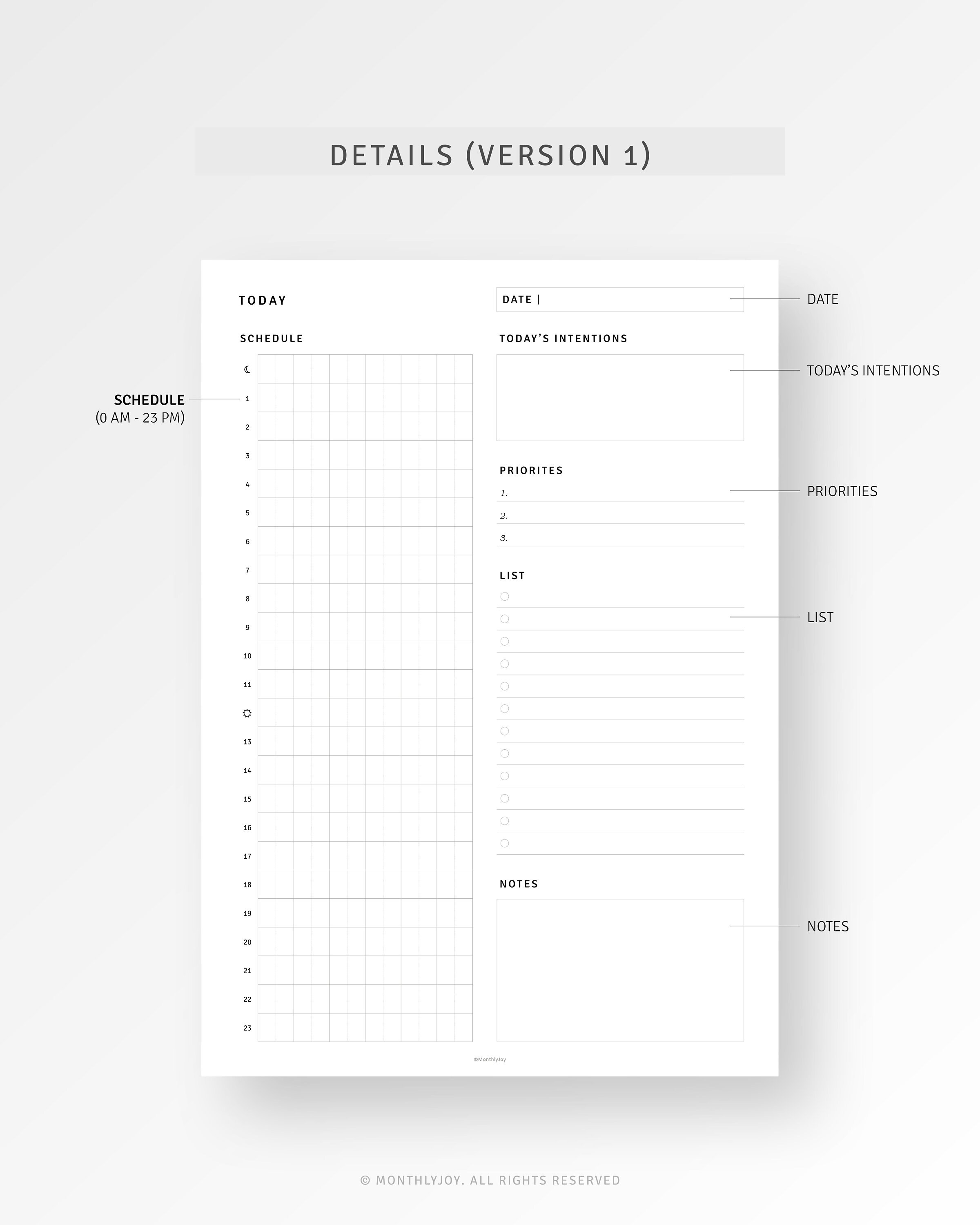 24 Hour Daily Hourly Planner Printable Time Management Template, Work ...