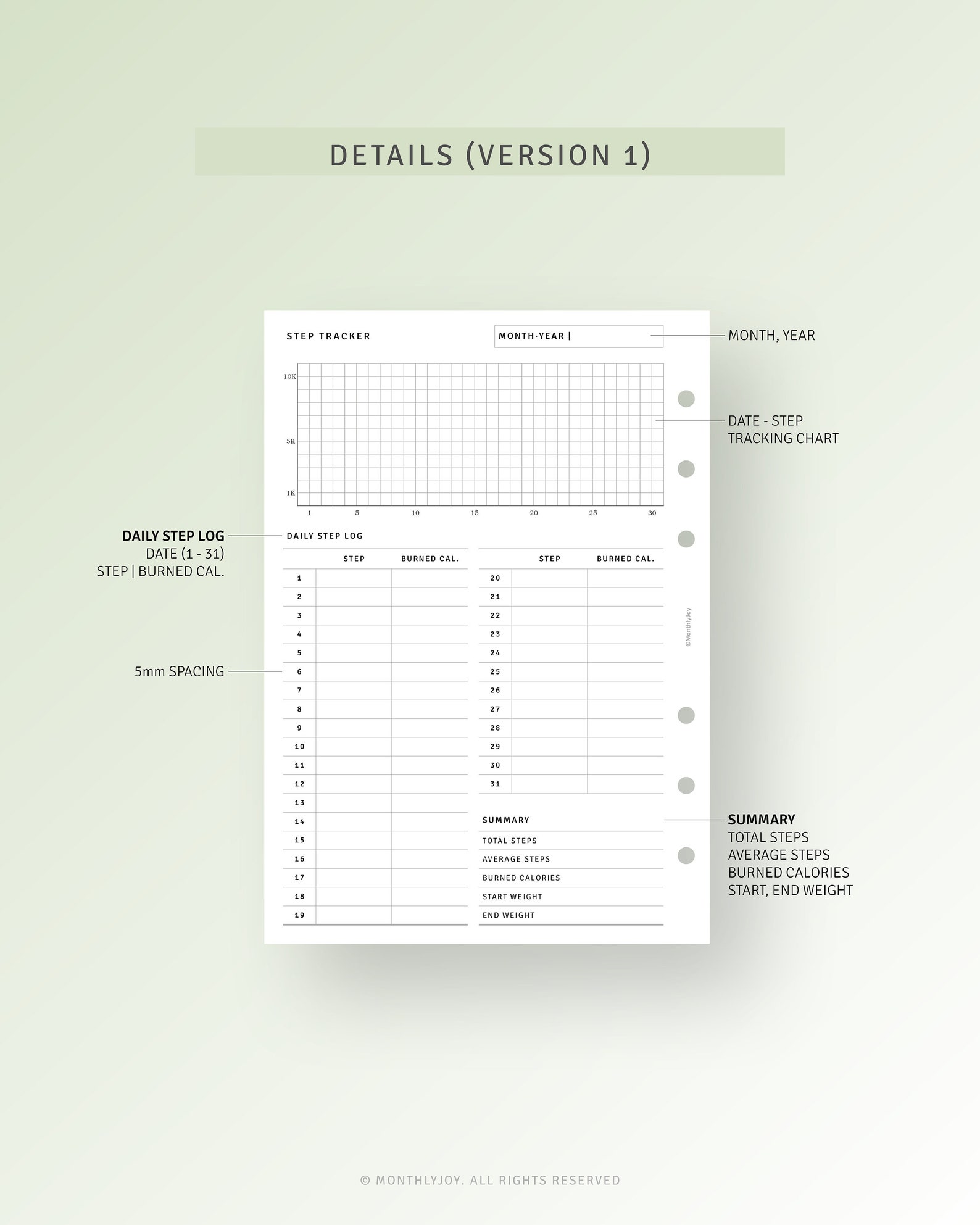 Walking Log Journal Printable Personal Wide Inserts, Step Log Tracker ...