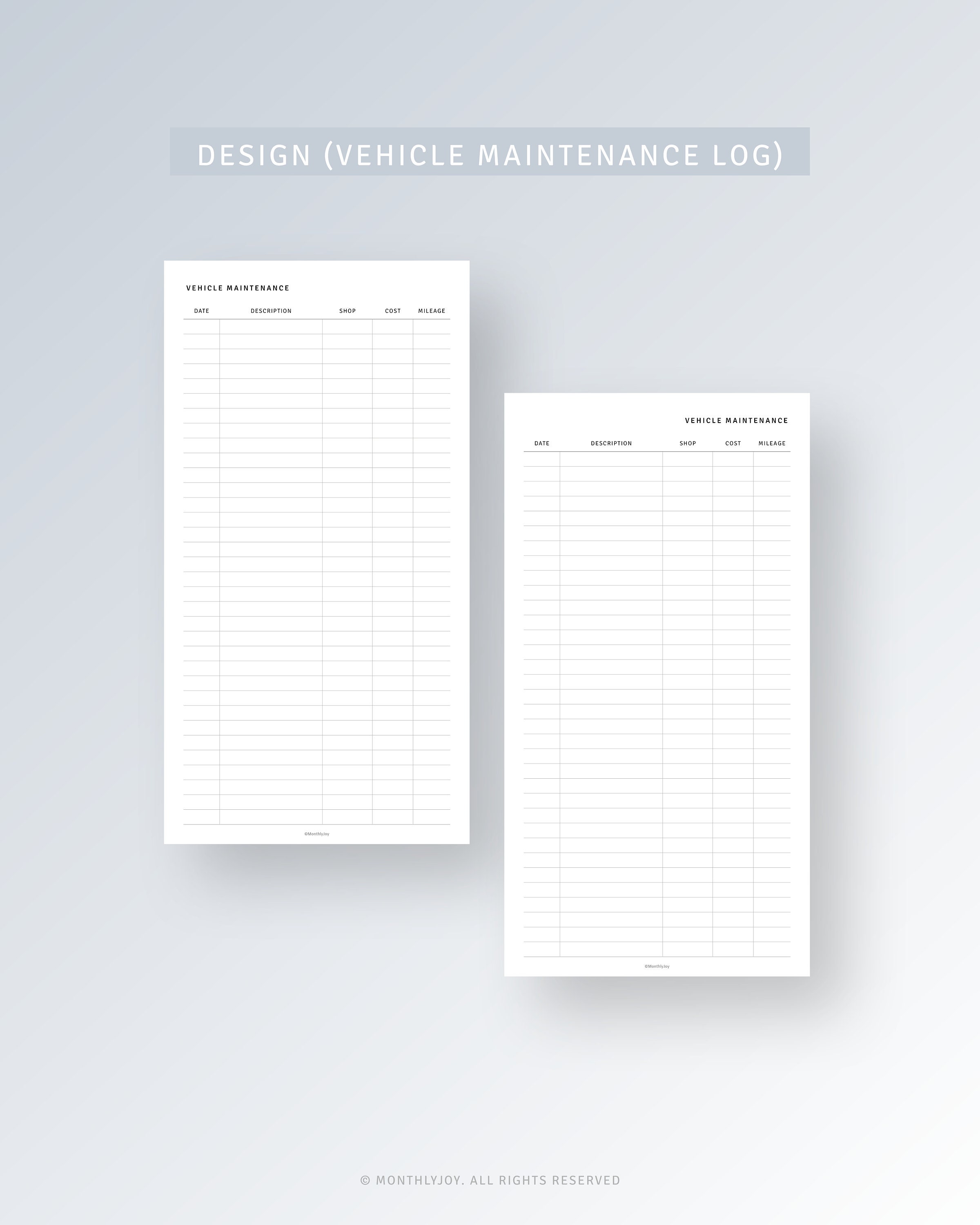 Car Maintenance Log Printable TN Standard Inserts, Car Repair List ...