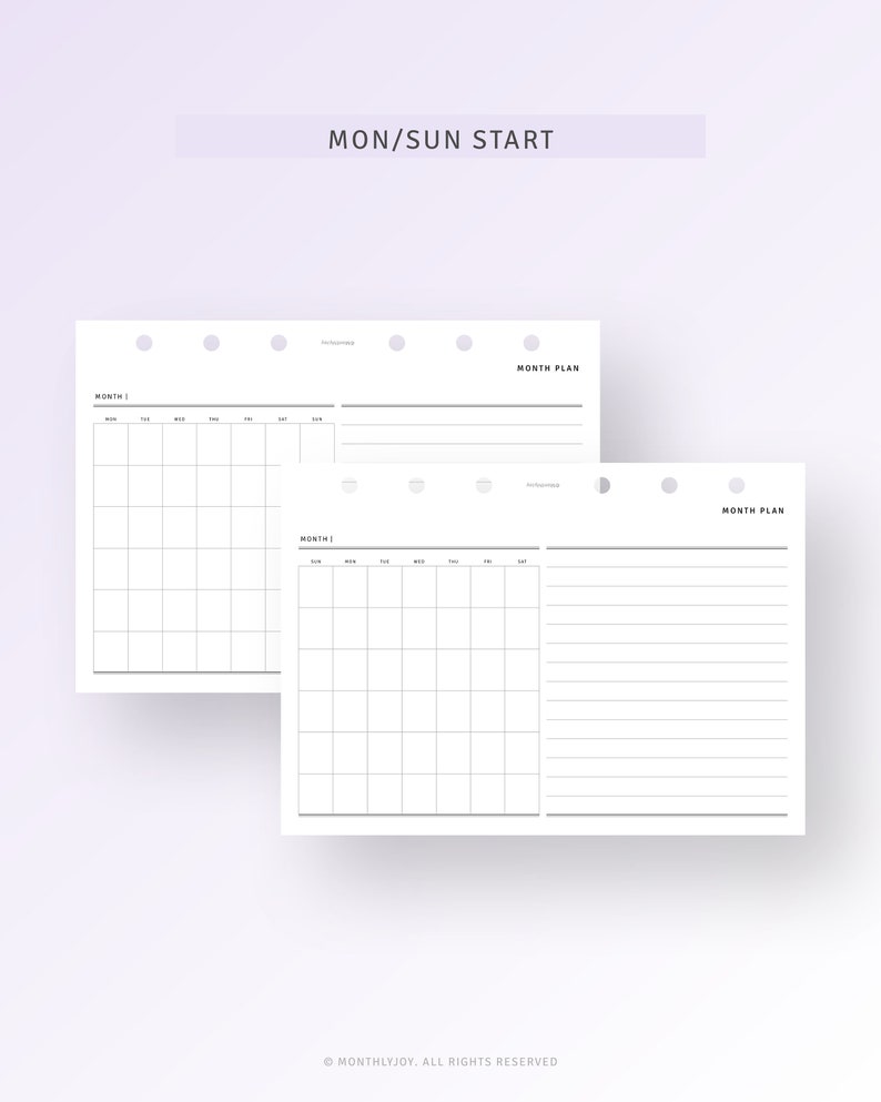 Undated Monthly Planner A6 Inserts Printable Blank Monthly Overview ...