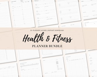 20+ Health Fitness Planner Printable A5 Inserts Bundle, Health Body Measurement Sheet, Weight Loss Tracker, Eating Journal, Digital Download