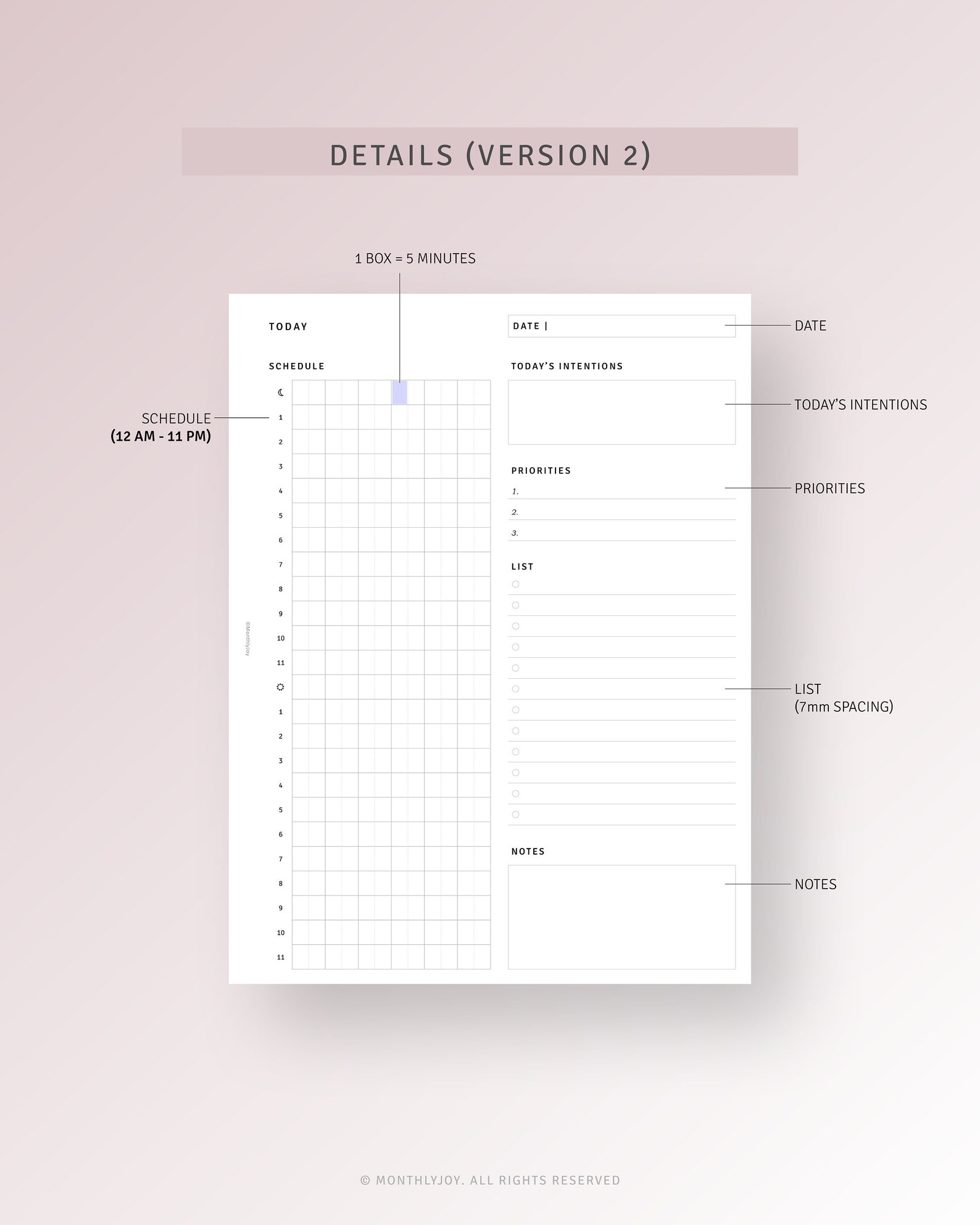 24-hour Planner HP Classic Inserts Printable Time Blocking Template ...