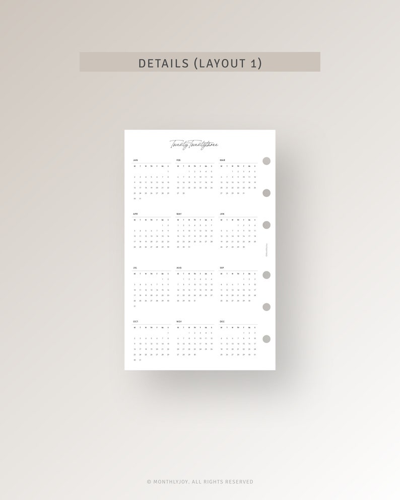 2023 Calendar Printable Franklin Covey Compact Yearly Etsy