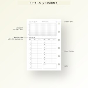 Daily Step Record Printable Pocket Ring Inserts, Cardio Workout Journal ...