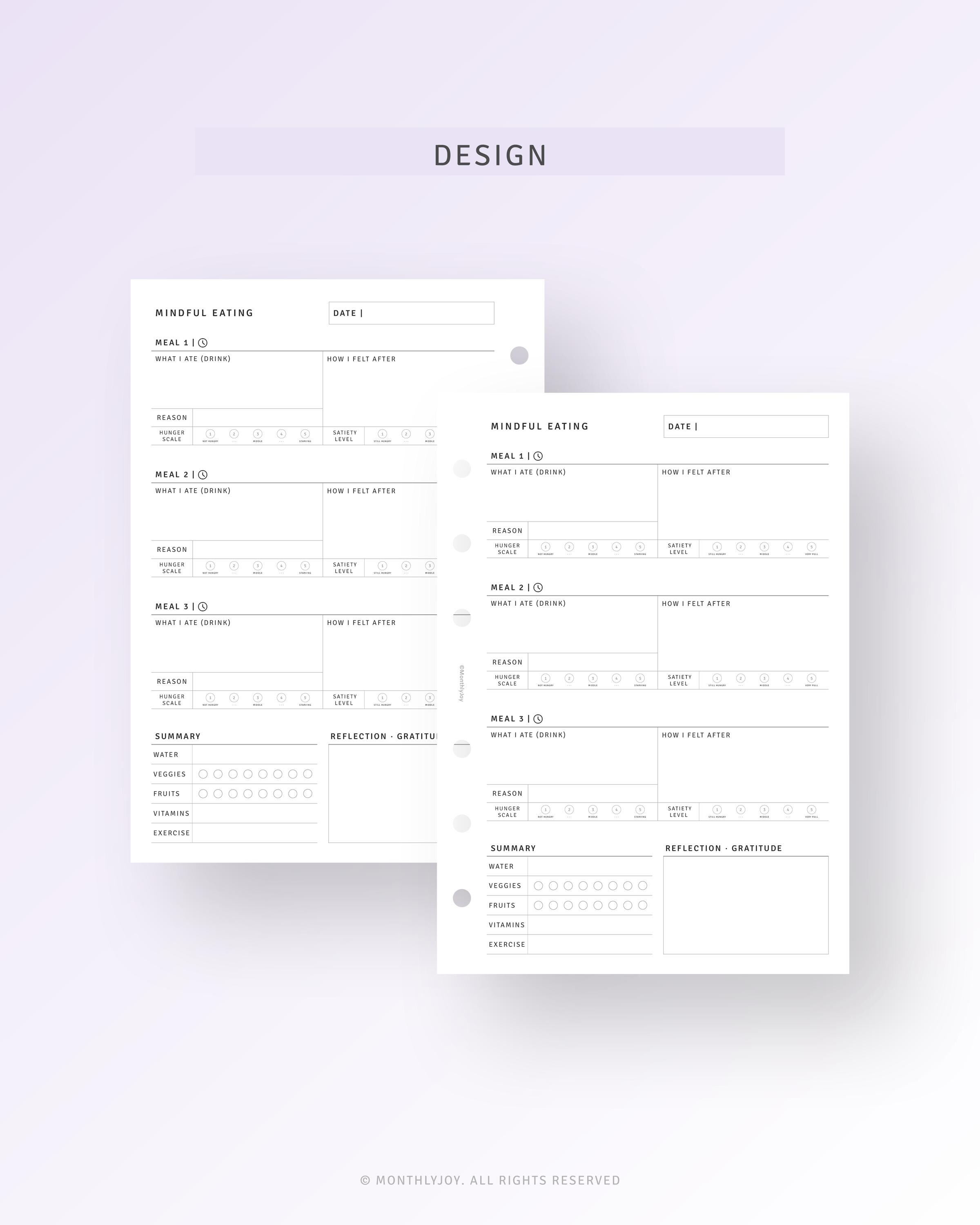 Mindful Eating Food Journal A6 Size Inserts Printable Daily Nutrition ...
