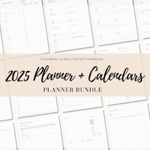 2025 Planner Bundle A5 Ring Inserts Printable Daily Hourly Planner Dated Schedule Organizer, 2025 Calendar Template PDF, Digital Download