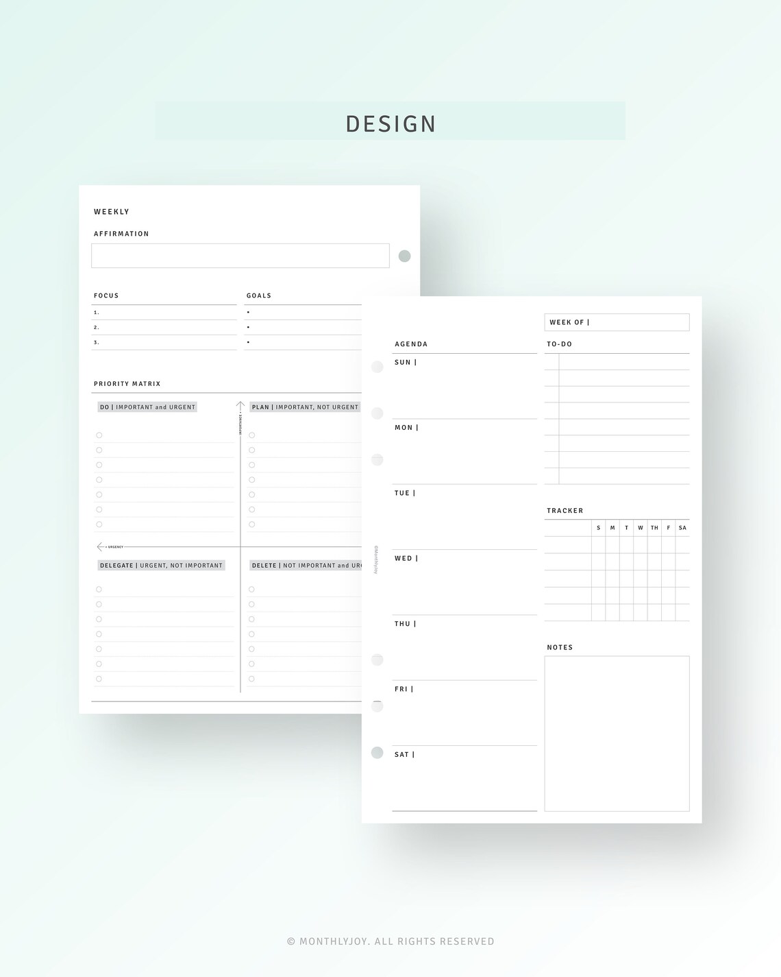 Undated Weekly Planner Half Size Printable Weekly Agenda With - Etsy