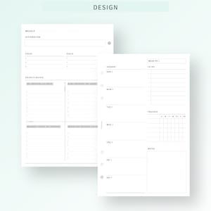 Pode incluir: Uma p&aacute;gina de planejador imprim&iacute;vel em preto e branco com se&ccedil;&otilde;es para afirma&ccedil;&otilde;es semanais, foco, objetivos, uma matriz de prioridade, agenda, lista de tarefas, rastreador e notas.