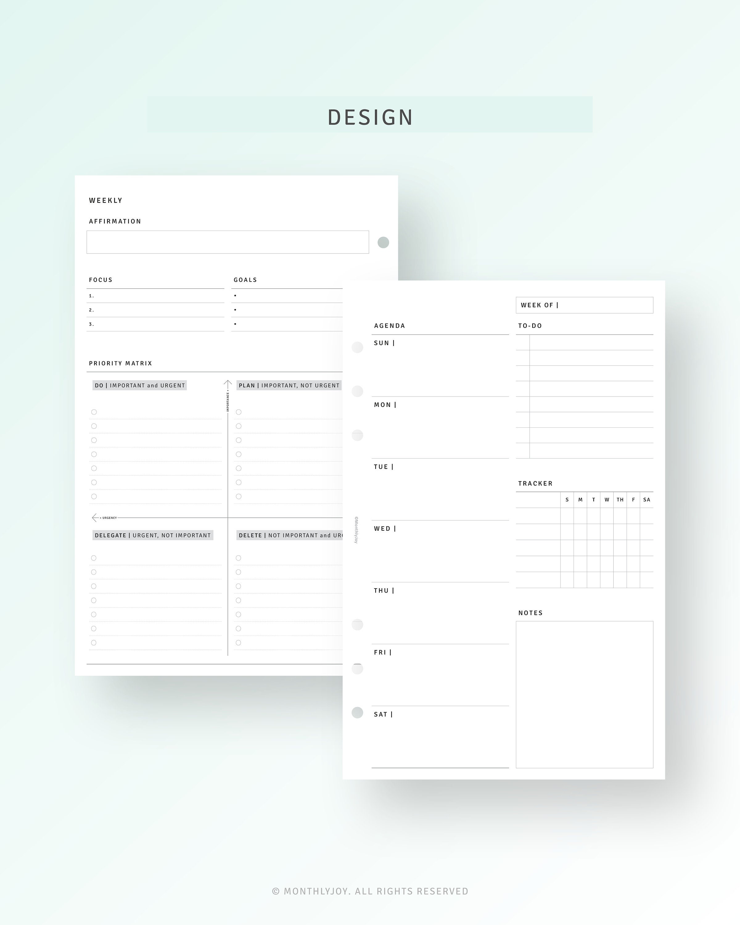 Undated Weekly Planner Half Size Printable Weekly Agenda With - Etsy