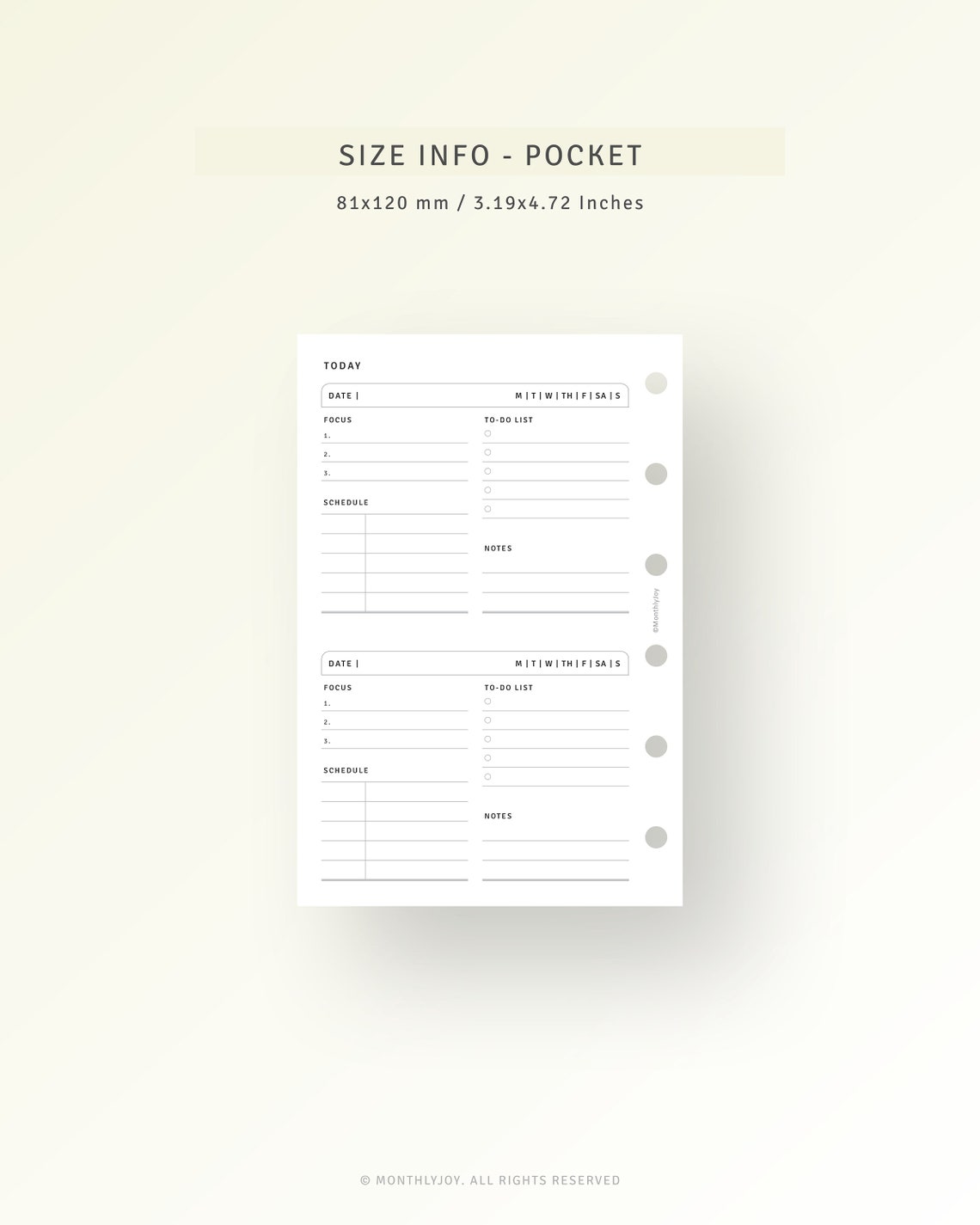 Pocket Ring Daily Planner PDF Printable 2 Days on 1 Page - Etsy