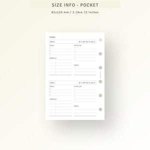 Pocket Ring, Daily Planner PDF Printable 2 Days on 1 Page, Undated ...
