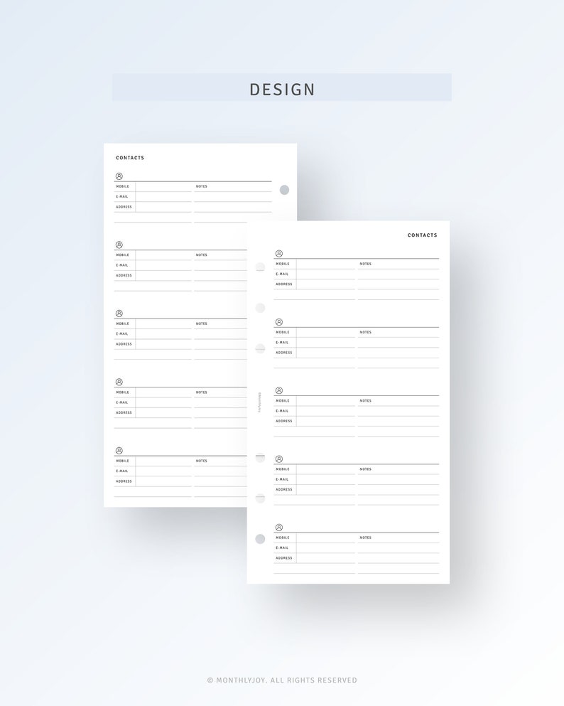 Personal Contacts List Sheet Printable Emergency Contacts - Etsy