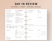 Day in Review Printable Self-care Planner, Daily Assessment Summary, Gratitude Journal, Daily Reflection, HP Mini Inserts, Digital Download