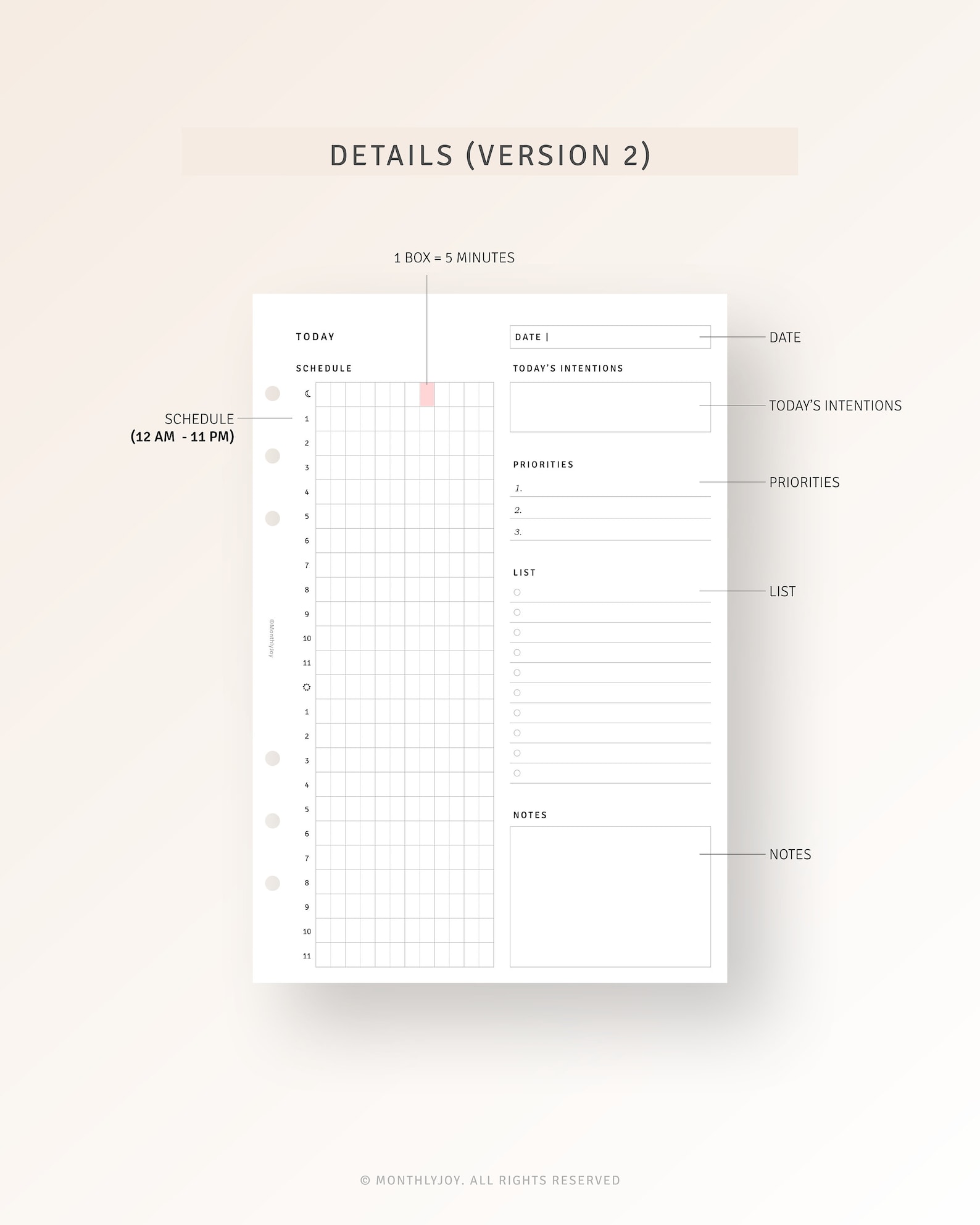 24 Hour Daily Planner Printable A5 Inserts, Military Time Planner, Time ...