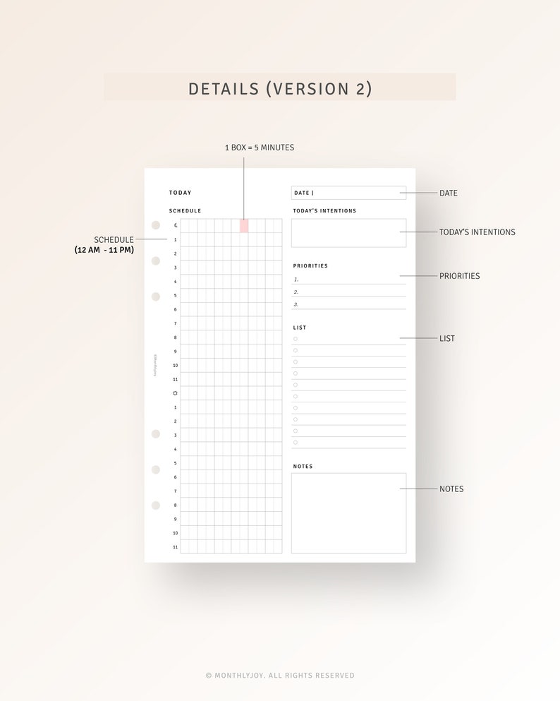 24 Hour Daily Planner Printable A5 Inserts, Military Time Planner, Time ...