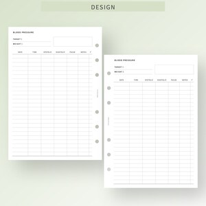 Blood Pressure Log Printable Personal Wide Inserts, Medical Vital ...