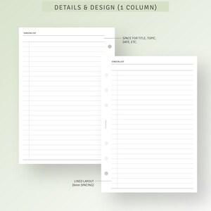 Blank Checklist Template Printable Personal Wide Inserts, Recurring ...