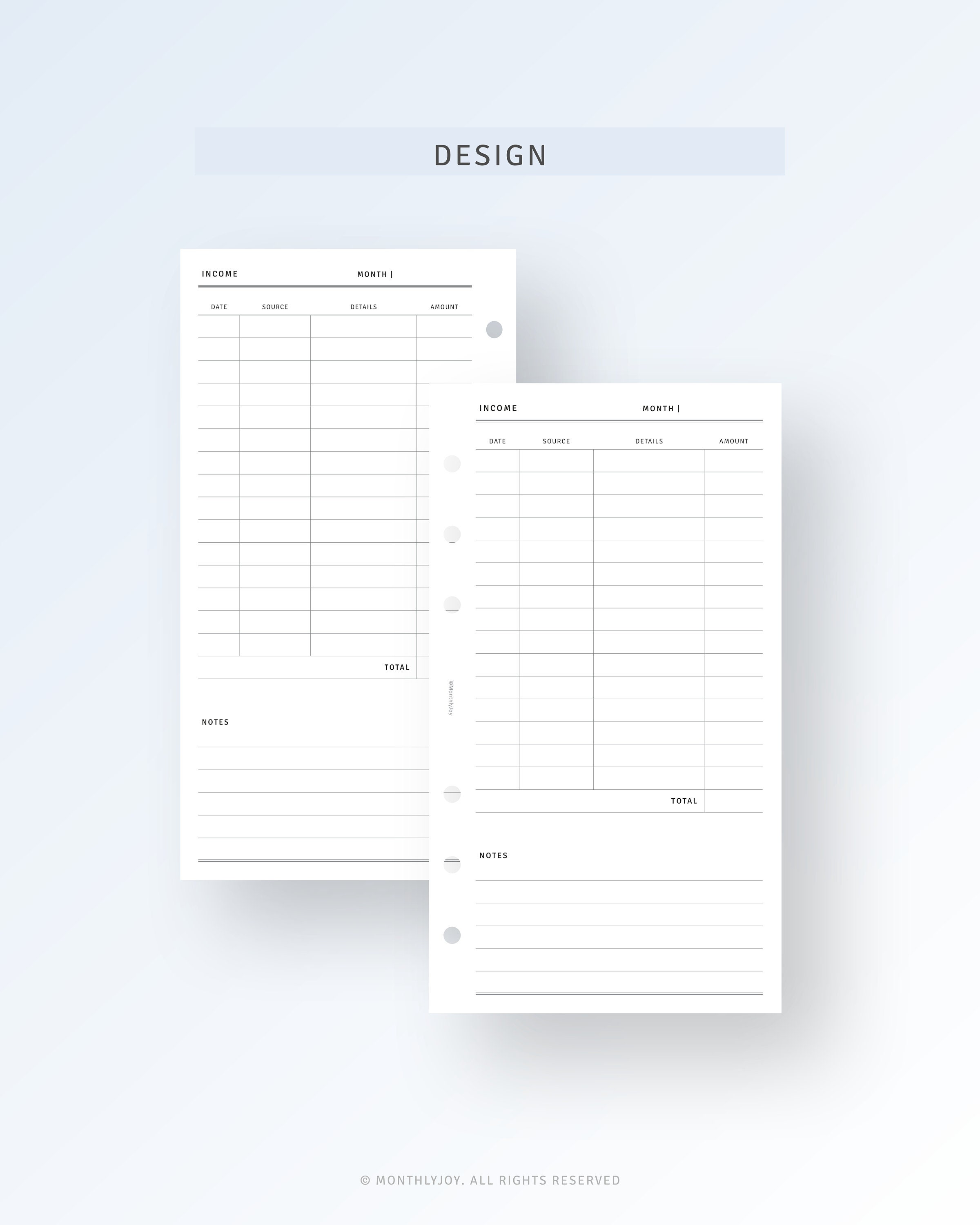 Blank Personal Income Inventory Form.pdf Personal, Income Tracker Printable Inserts, Monthly Income Planner ...