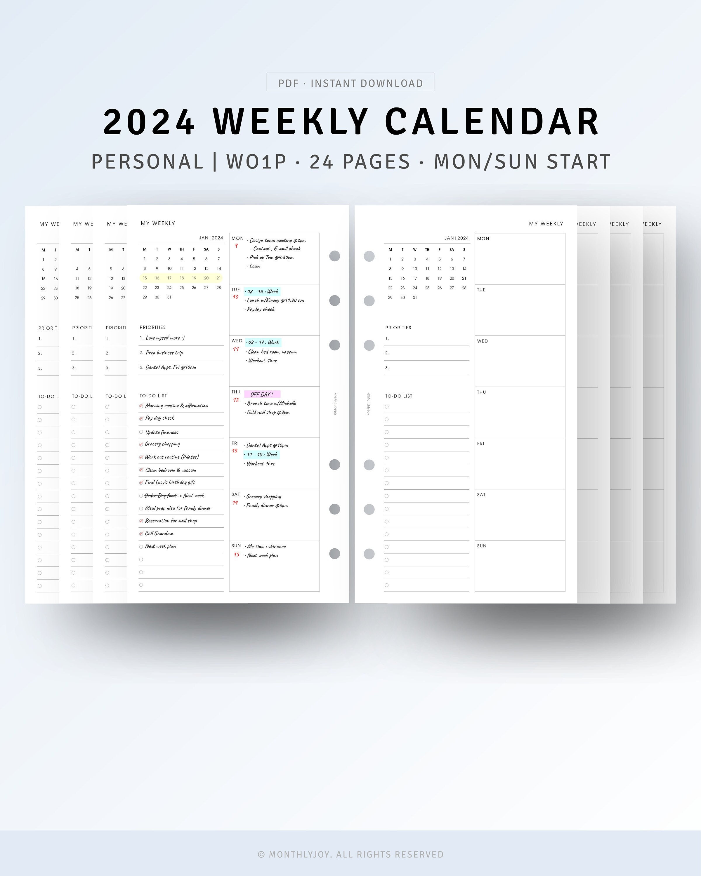 Agenda semainier vertical 2024 • Your Personal Organizer